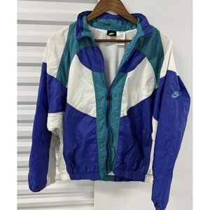 Nike Y2K Windbreaker Jacket Blue Teal White Colorblock Men's Large